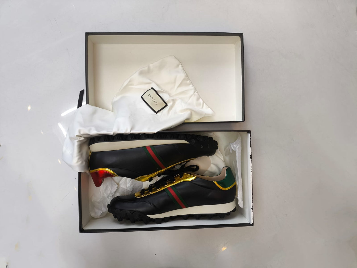 Tênis Gucci Leather Ace Football LowTop Sneakers 40 BR