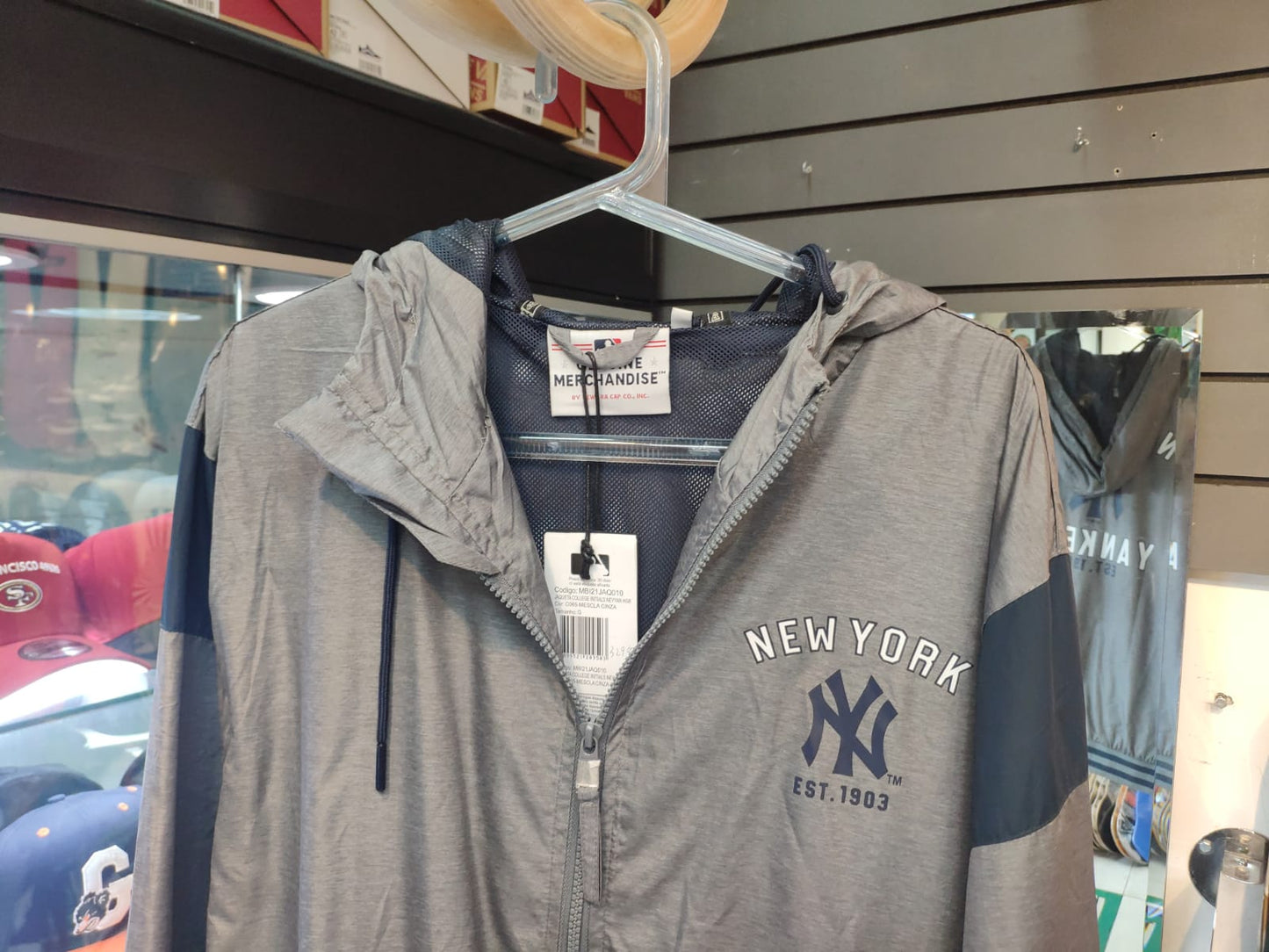 Jaqueta New Era College Initials Ney Yan NEW YORK Mescla Cinza