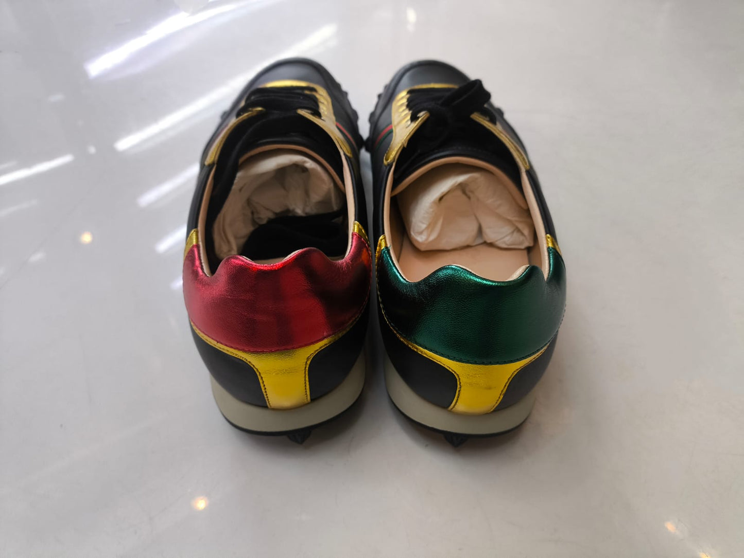 Tênis Gucci Leather Ace Football LowTop Sneakers  40 BR