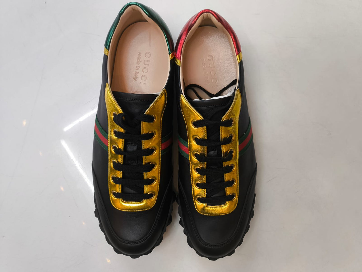 Tênis Gucci Leather Ace Football LowTop Sneakers  40 BR