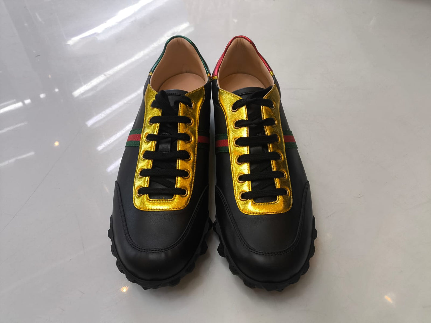 Tênis Gucci Leather Ace Football LowTop Sneakers  40 BR