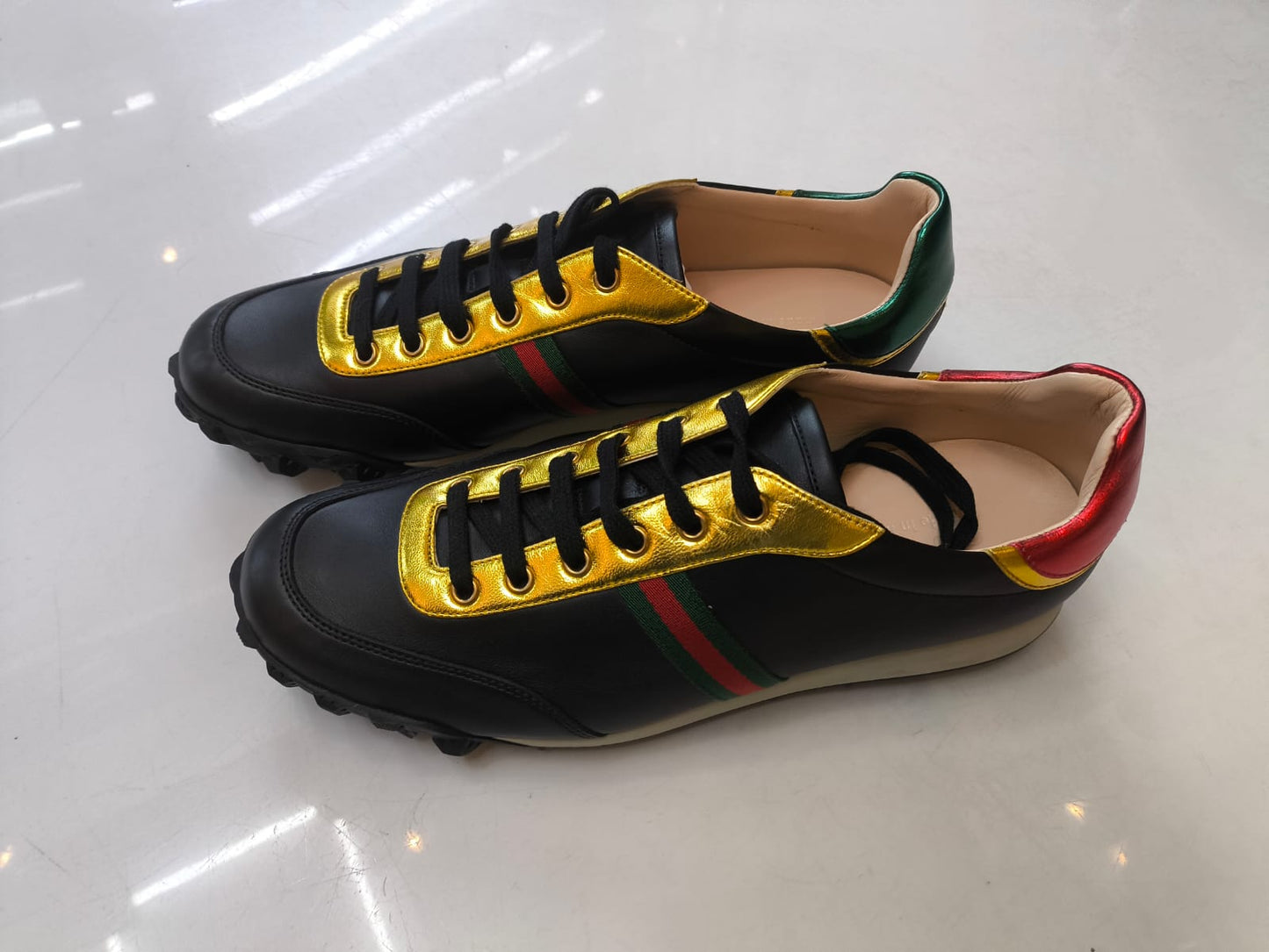 Tênis Gucci Leather Ace Football LowTop Sneakers  40 BR