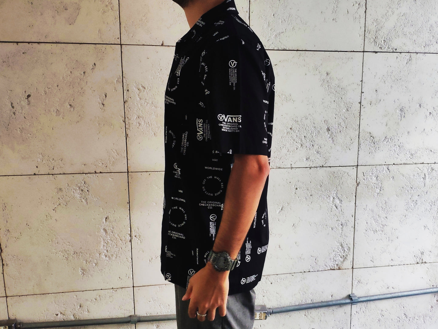 Camisa Vans Aldrich SS Distortio Black / Preto